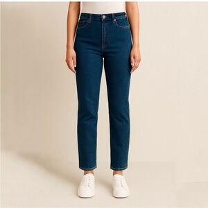 Club Monaco High Rise Dark Blue Denim Straight Jeans Size 28